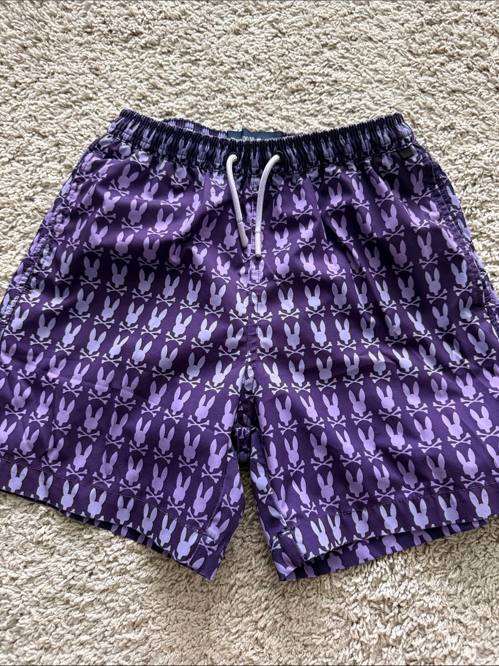 Psycho Bunny Purple Bunny-Print Boys Swim Shorts